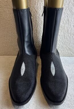 Franco Cuadra black dress Stingray leather zip ankle boots Size 11 EE 15399